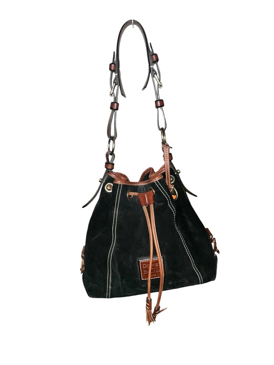 Dooney & Bourke Handbags - Vintage Dooney & Bourke Black Suede Drawstring Bucket Bag